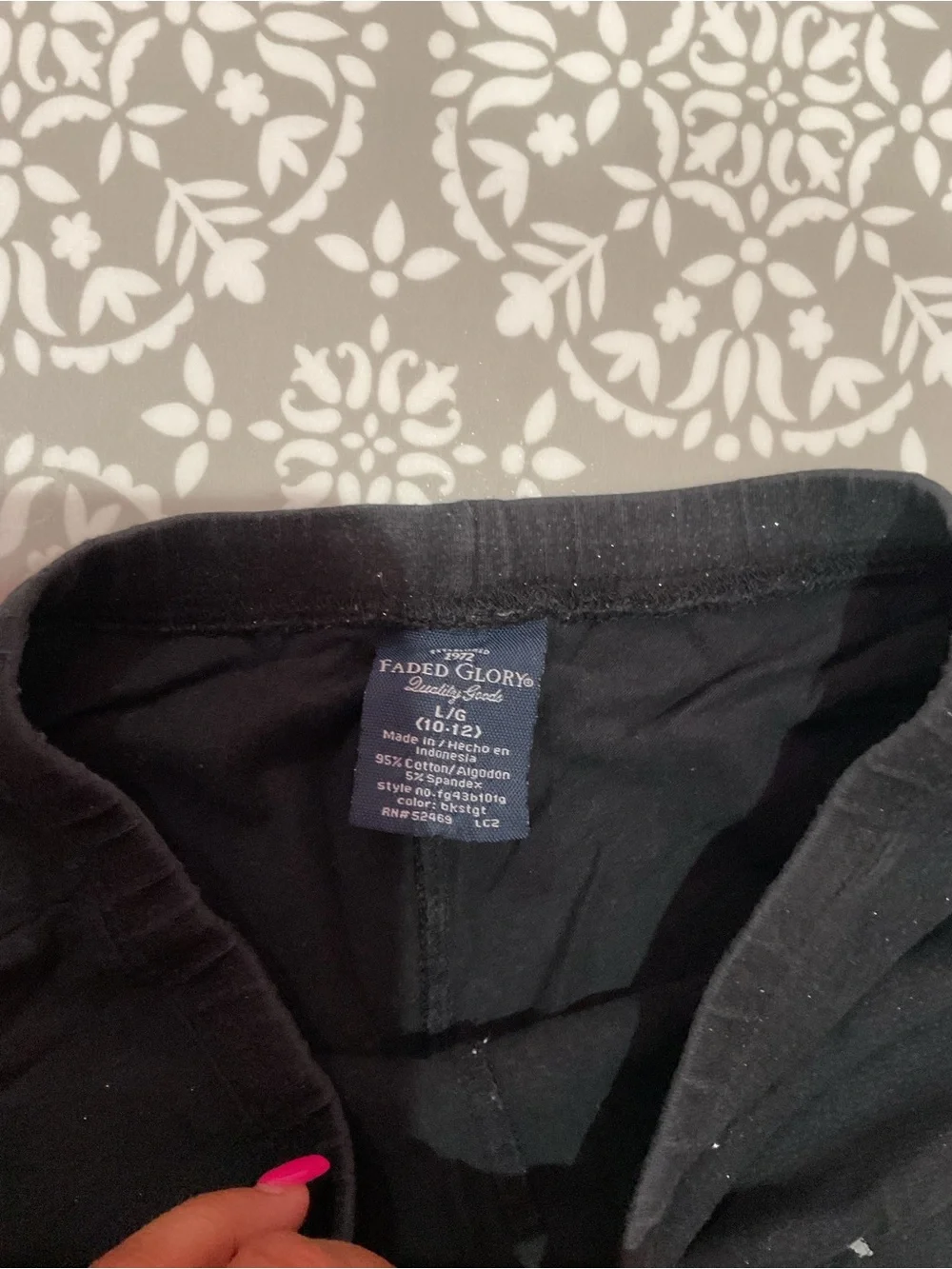 Faded Glory Girls Black Leggings Size L (10/12) Good Condition